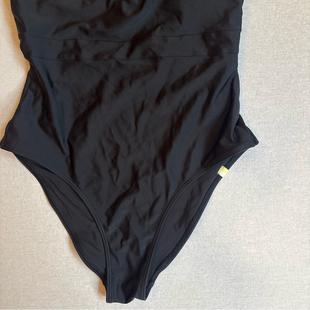 summersalt The Ruched Backflip Black Deep V One-Piece Swimsuit Size 4 - Picture 4 of 6